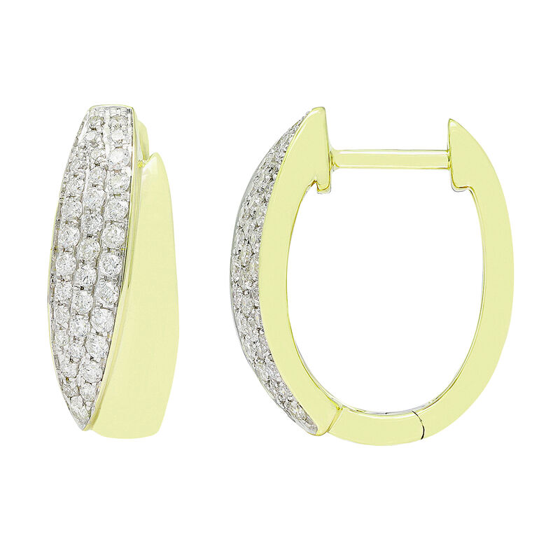 Diamond Hoop Earrings in 10k Yellow Gold image number null